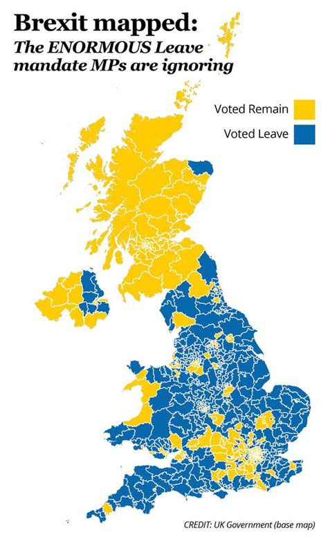 brexit mapped   mps possibly ignore  huge leave mandate uk news expresscouk