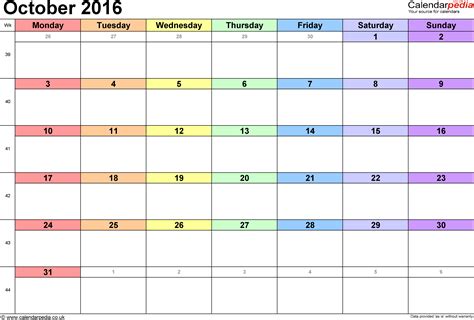 calendar october 2016 uk bank holidays excel pdf word