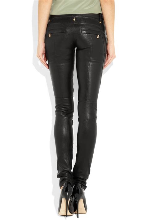 balmain skinny leather pants in black lyst