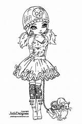 Coloring Pages Gothic Adult Goth Deviantart Girl Anime Jadedragonne Lolita Jade Lineart Dragonne Chibi Colouring Color Printable Kawaii Imprimer Print sketch template