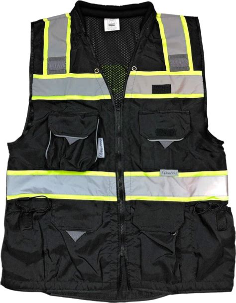 amazoncom vero  safety vest black  mens class  black series heavy duty utility