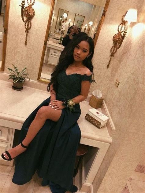 2019 off the shoulder green long prom dress cg4841 black girl prom