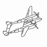 Clipart Ww2 Plane Fighter P38 Vector Drawing Mustang Big sketch template