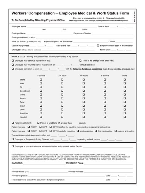 workers comp form  medical history fill  sign  dochub