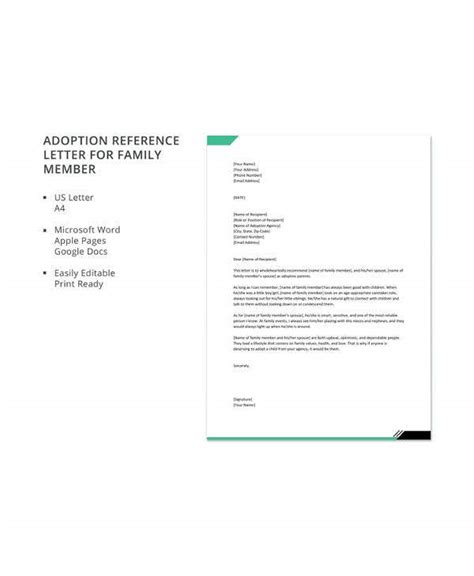 adoption reference letter templates  sample  format
