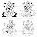 Lakshmi Vector Hindu Durga Luxmi Coloring Graphicriver Sketch Mata Maa Vecras Clipground sketch template