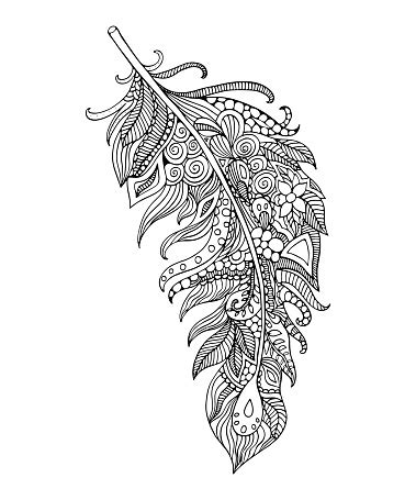 feather coloring page stock illustration  image  istock