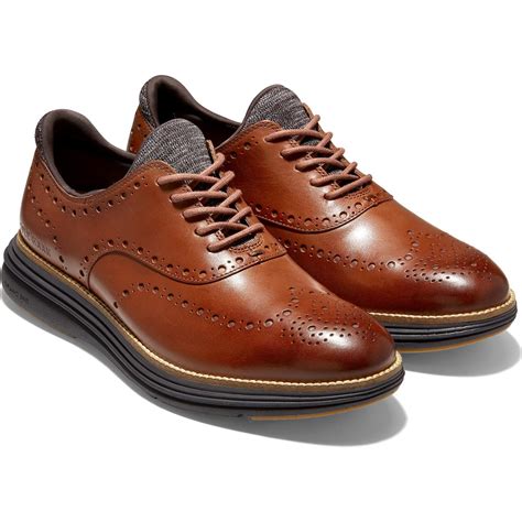 cole haan mens originalgrand brown leather oxfords shoes  medium