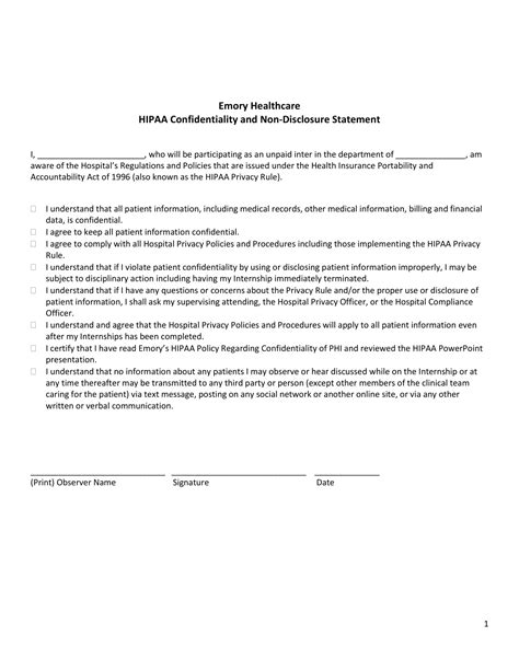 hipaa confidentiality agreement  examples format  tips