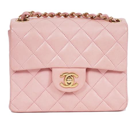 lot chanel pink quilted mini flap shoulder bag