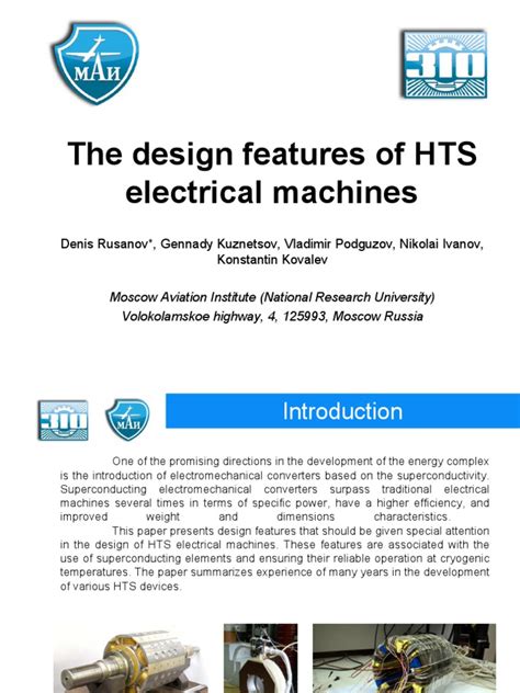 design features  hts electrical machines  superconductivity high temperature