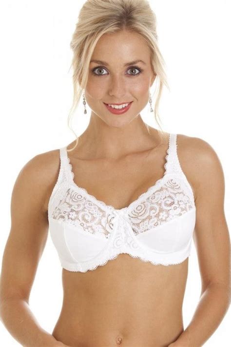 womens white floral lace non padded large cup underwired bra