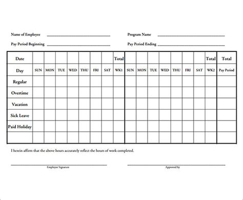 printable employee time sheets template business