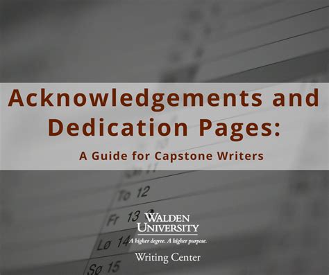 acknowledgements  dedication pages  guide  capstone writers