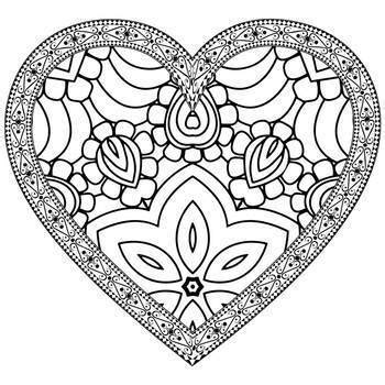 heart  valentine theme zentangle  mandala coloring book  debbie