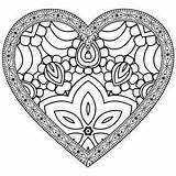 Coloring Mandala Heart Valentine Zentangle Book Theme Preview sketch template
