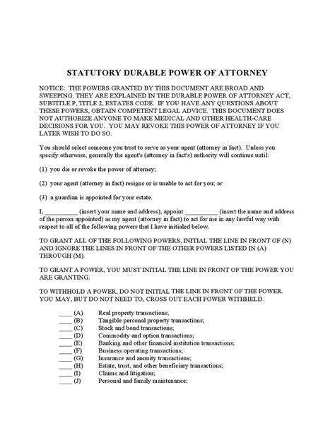 texas power  attorney forms adobe  word