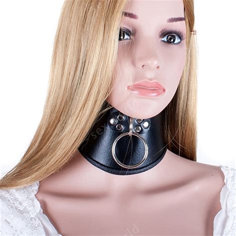 lady black pu leather neck collars sex chastity neck collar fetish