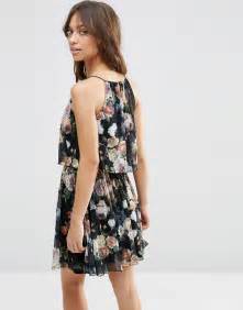 asos tall asos tall tiered dark floral mesh mini swing dress  asos