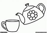 Teapot Colouring Tea Xicaras Zum Tazze Tazzine Teacup Coloringhome Chá sketch template