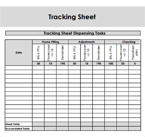 tracking sheet template