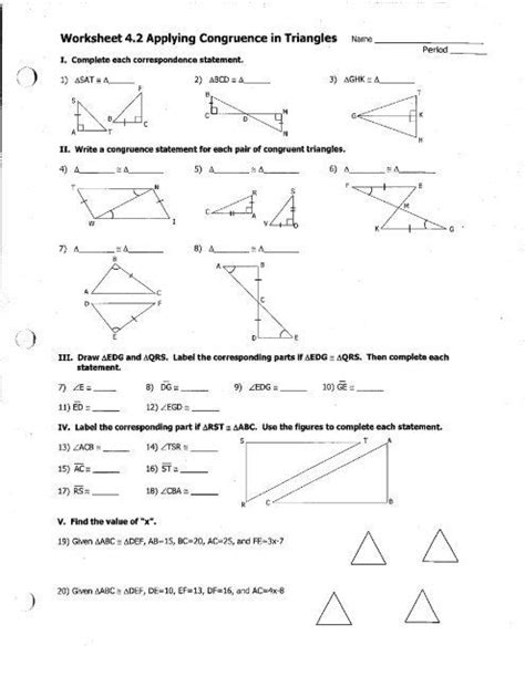 Congruent Triangles Worksheet 2 Answer Key Mvphip