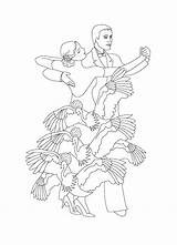 Coloring Pages Flamenco Tango Girl Popular Dance sketch template