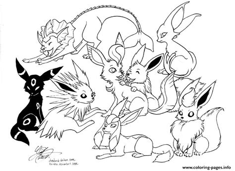 pokemon eevee evolutions coloring page printable