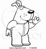 Dog Pajamas Cartoon Footie Waving Clipart Thoman Cory Outlined Coloring Vector 2021 sketch template
