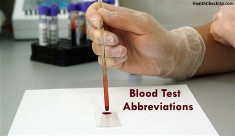 types  blood tests  abbreviations health checkup