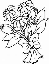 Coloring Flowers Bouquet Pages Printable Clipart Kids Color Print Childrens Sketch sketch template