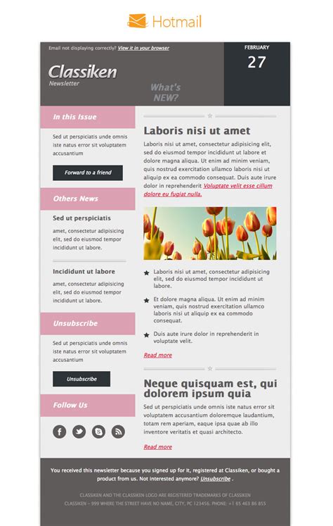 classiken html newsletter template  mail templates pixeden