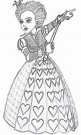 Alice Wonderland Coloring Pages Queen Hearts Burton Hatter Mad Tim Printable Drawing Deviantart Adult Sheets Party Kids Colorir Para Heart sketch template