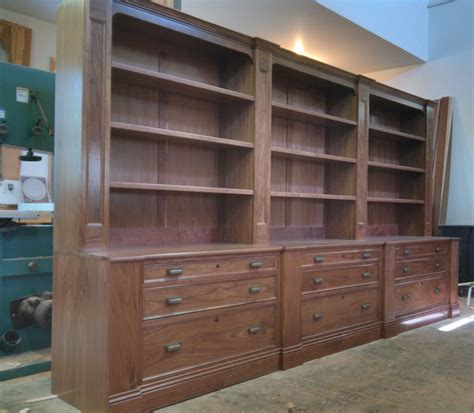 hand made walnut bookcase with file drawers by chatsworth furniture co