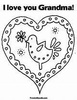 Coloring Pages Hearts Roses Grandma Heart sketch template