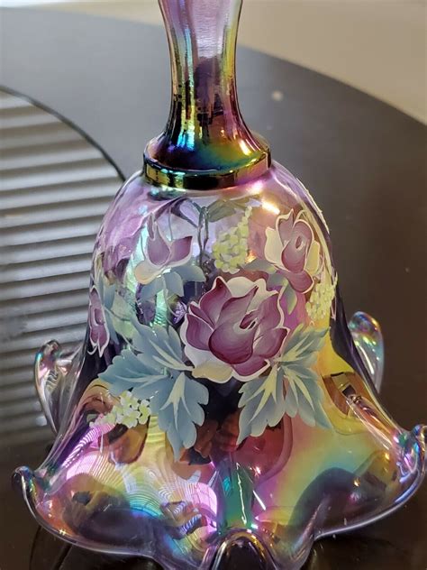 Fenton Limited Edition Hand Painted Signed Iridescent Glass Bell