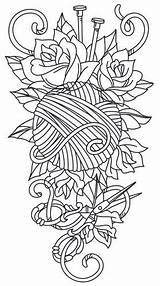 Knitting Embroidery Stitches Tatuaje Urbanthreads Oke Skull sketch template