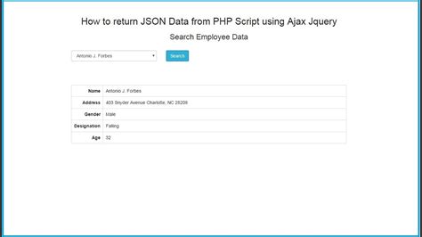 return json data  php script  ajax jquery