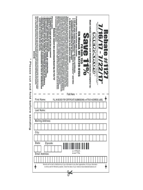 menards blank rebate form printable form