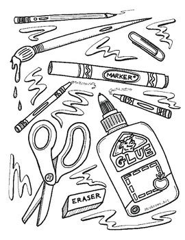 art supply coloring pages coloring pages