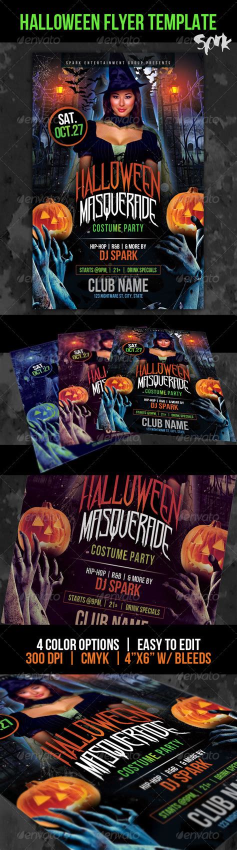 Halloween Masquerade Costume Party Flyer Template