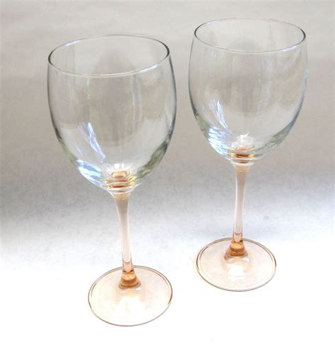 Pink Stemmed Wine Drinking Glasses Delicate Set Of Two Long Etsy