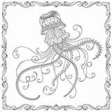 Basford Johanna Jellyfish Adult Jellies Mandala Sheets Whsmith Designlooter sketch template