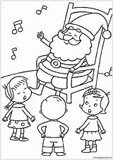 Singing Coloring Kids Listening Santa Christmas Children Pages Color Getcolorings Getdrawings sketch template