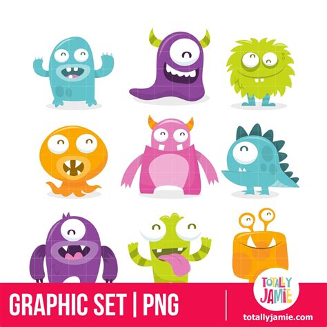cartoon monsters totallyjamie svg cut files graphic sets clip arts