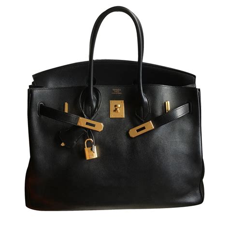 kelly hermes handbags black leather ref joli closet