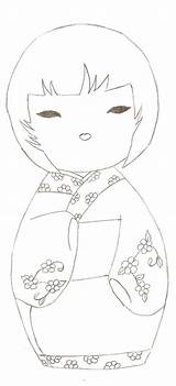 Kokeshi Boneca Becassine Imprimer Japonaise Riscos Juin Colorir Enfant Benn sketch template