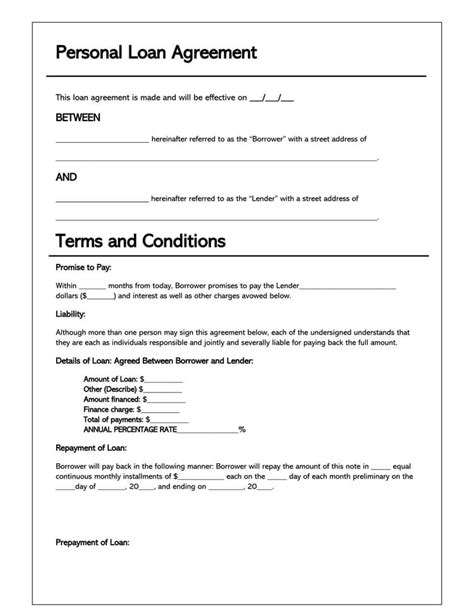 loan agreement templates forms word
