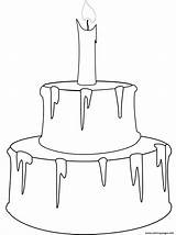 Coloring Pages Cake Candle Food Printable Birthday Print Happy sketch template