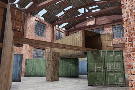 3d model fps map warehouse vr ar low poly cgtrader